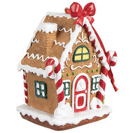 Clayre & Eef | Decoratie hanger Huisje Bruin Wit 7x5x9 cm | 6PR4254