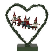 Clayre & Eef | Decoratie hart met LED Groen Rood 26x9x28 cm / 2xAAA | 65531