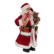 Clayre & Eef | Kerstdecoratie Kerstman Rood Wit 16x10x27 cm | 65594