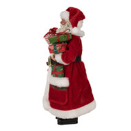 Clayre & Eef | Kerstdecoratie Kerstman Rood Wit 16x10x27 cm | 65594