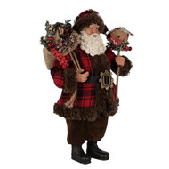Clayre & Eef | Kerstdecoratie Kerstman Rood Bruin 18x10x27 cm | 65595