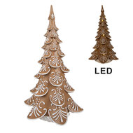 Clayre & Eef | Kerstdecoratie Kerstboom met LED Bruin, Beige 26x23x42 cm / 3xAA | 6PR3905GG