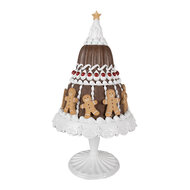 Clayre &amp; Eef   | Decoratie taart Bruin Wit &oslash; 29x52 cm | 6PR4247
