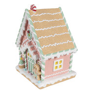Clayre & Eef | Decoratie Huis Roze Bruin 20x16x25 cm | 6PR4263