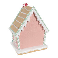 Clayre & Eef | Decoratie Huis Roze Bruin 20x16x25 cm | 6PR4263