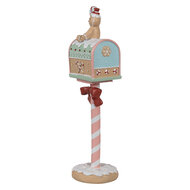 Clayre & Eef | Kerstdecoratie Brievenbus Roze Bruin 11x10x36 cm | 6PR4265