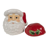 Clayre & Eef | Voorraadpot met deksel Kerstman Wit Rood 19x18x22 cm | 6CE1847