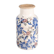 Clayre &amp; Eef   | Vaas Beige Blauw &oslash; 14x26 cm | 6CE1928M