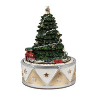 Clayre & Eef | Muziekdoos Kerstboom Groen Goudkleurig ø 11x15 cm | 6PR5099