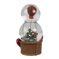 Clayre & Eef | Sneeuwbol met muziek Kerstma Rood Groen 12x10x21 cm | 65768