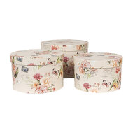 Clayre &amp; Eef   | Hoedendoos Set van 3 Beige &oslash; 24x16 / &oslash; 22x15 / &oslash; 21x13 cm | 66005