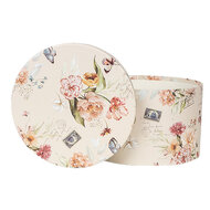 Clayre &amp; Eef   | Hoedendoos Set van 3 Beige &oslash; 24x16 / &oslash; 22x15 / &oslash; 21x13 cm | 66005