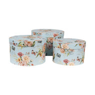 Clayre & Eef | Hoedendoos Set van 3 Blauw ø 24x16 / ø 22x15 / ø 21x13 cm | 66006