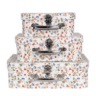 Clayre & Eef | Decoratie koffer Set van 3 Wit 30x22x9/25x20x9/20x17x8 cm | 66012
