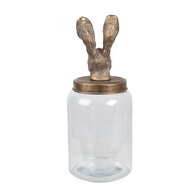 Clayre & Eef | Voorraadpot Deksel Transparant Goudkleurig ø 16x39 cm | 6GL4953
