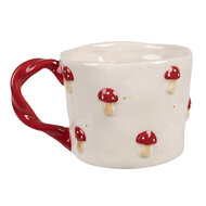 Clayre & Eef | Mok Beige Rood 13x9x7 cm / 200 ml | 6CEMU0151