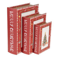 Clayre & Eef | Opbergdoos Rood Wit (3) 27x22x7 / 22x17x6 / 17x12x4 cm | 65755