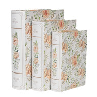 Clayre &amp; Eef   | Doos in boekvorm (3) Wit Groen 29x24x7/25x20x6/22x16x5 cm | 66021