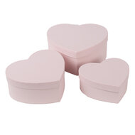 Clayre & Eef | Doos hartvorm (3) Roze 21x20x9/18x17x7/15x14x6 cm | 66025