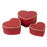 Clayre & Eef | Doos hartvorm (3) Rood 21x20x9/18x17x7/15x14x6 cm | 66026