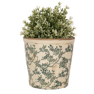 Clayre & Eef | Bloempot Binnen Beige Groen ø 17x16 cm | 6CE1976M