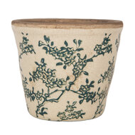 Clayre &amp; Eef   | Bloempot Binnen Beige Groen &oslash; 12x11 cm | 6CE1976S