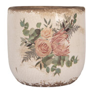 Clayre & Eef | Bloempot Binnen Beige Roze ø 14x13 cm | 6CE1981M