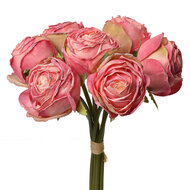 Clayre & Eef | Kunstbloem bos van 7 rozen Roze 16x14x34 cm | 6PL0336P