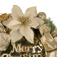 Clayre & Eef | Kerstdecoratie Krans Goudkleurig Groen ø 30x8 cm | 65773