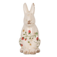 Clayre & Eef | Decoratie Beeld Konijn Beige Rood 16x12x28 cm | 6CE1960L
