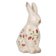Clayre & Eef | Decoratie Beeld Konijn Beige Rood 16x12x28 cm | 6CE1960L