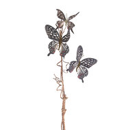 Clayre & Eef | Decoratie Tak met vlinders Zwart Bruin 16x10x85 cm | 50811
