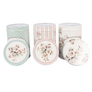 Clayre & Eef | Voorraadpot Set van 3 Wit Groen Roze ø 8x12 cm | 6BL0111