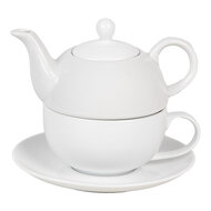 Clayre & Eef | Tea for One Wit 17x16x13 cm / 350 ml / 250 ml | 6CETEFO0001