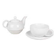 Clayre & Eef | Tea for One Wit 17x16x13 cm / 350 ml / 250 ml | 6CETEFO0001
