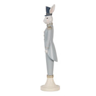 Clayre & Eef | Decoratie Beeld Konijn Wit Blauw 11x11x45 cm | 6PR5118