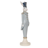 Clayre & Eef | Decoratie Beeld Konijn Wit Blauw 9x9x35 cm | 6PR5119