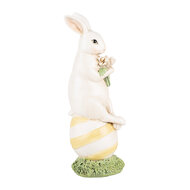 Clayre & Eef | Decoratie Konijn Wit Groen 7x7x19 cm | 6PR5243
