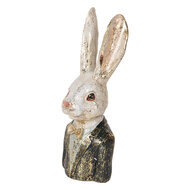 Clayre & Eef | Decoratie Beeld Konijn Wit Groen 13x12x32 cm | 6PR5488
