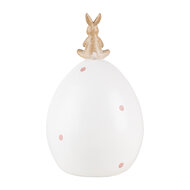Clayre & Eef | Decoratie konijn op ei Wit Bruin ø 10x16 cm | 6PR5260