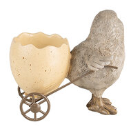 Clayre & Eef | Decoratie beeld Kuiken Grijs Geel 13x7x11 cm | 6PR5269