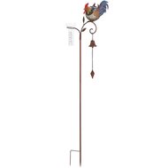 Dekoratief | Tuinprikker kip m/bel/pluviometer, metaal, 30x21x135cm | A250025