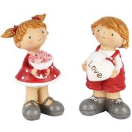 Dekoratief | Kindje staand 'Love', rood/wit, resina, 7x6x14cm, set van 2 stuks | A250414