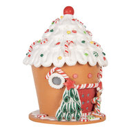 Clayre & Eef | Decoratie Huis met LED Bruin Wit 23x23x32 cm / 3xAAA | 66028