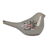 Clayre & Eef | Decoratie beeld Vogel Grijs Roze 25x10x13 cm | 6CE1969L