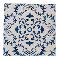 Clayre & Eef | Pannenonderzetter Wit Blauw 15x15x1 cm | 6CE2053