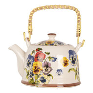 Clayre & Eef | Theepot met Filter Wit Blauw 18x14x12 cm / 800 ml | 6CETE0172