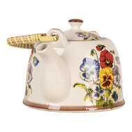 Clayre & Eef | Theepot met Filter Wit Blauw 18x14x12 cm / 800 ml | 6CETE0172