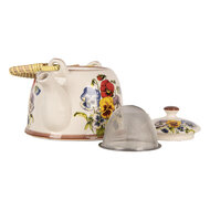 Clayre & Eef | Theepot met Filter Wit Blauw 18x14x12 cm / 800 ml | 6CETE0172
