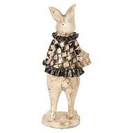 Clayre & Eef | Decoratie Beeld Konijn Beige Zwart 9x10x24 cm | 6PR5097